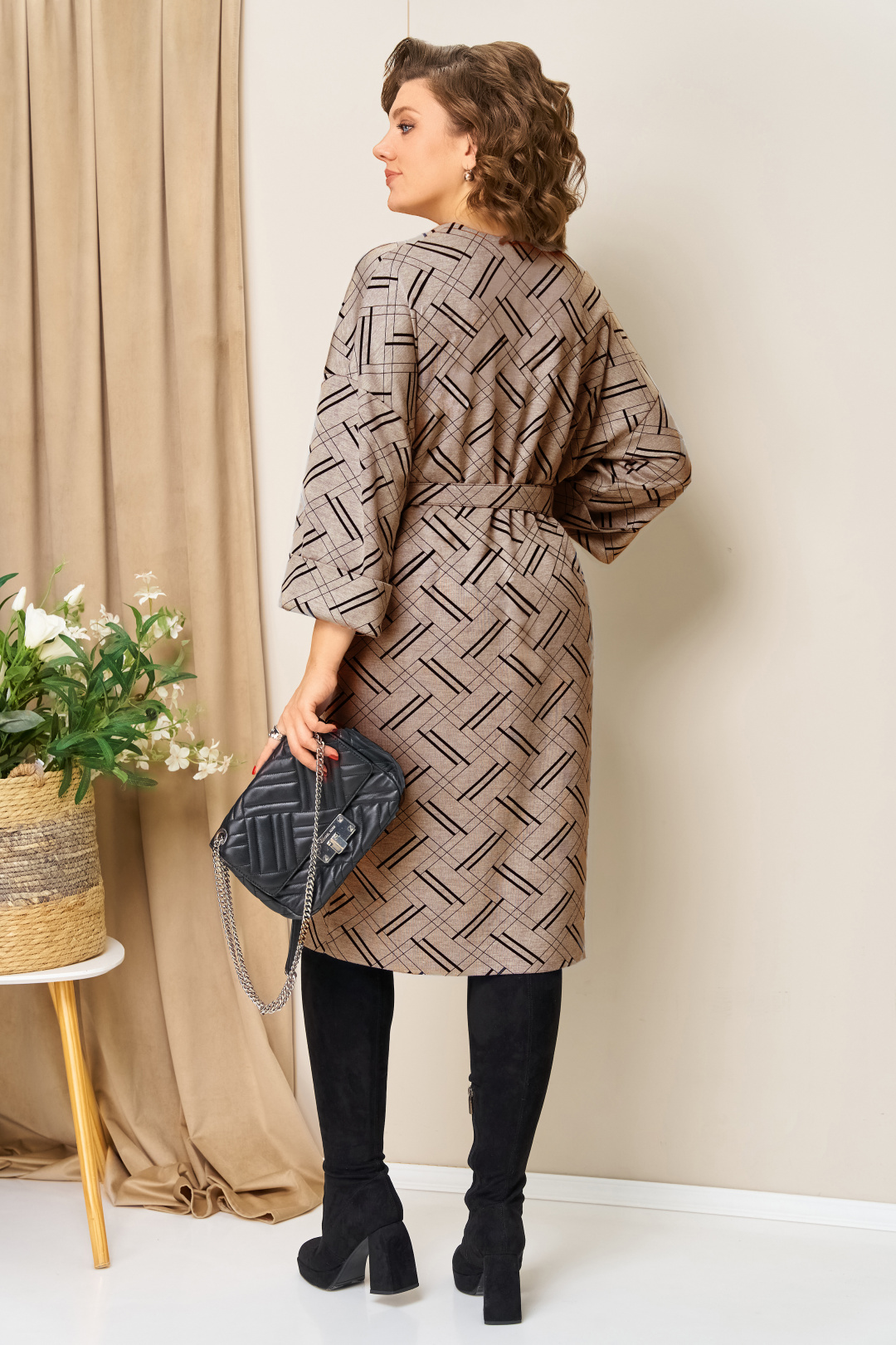 Платье VOLNA 1443 бежевый с рисунком - фото 2