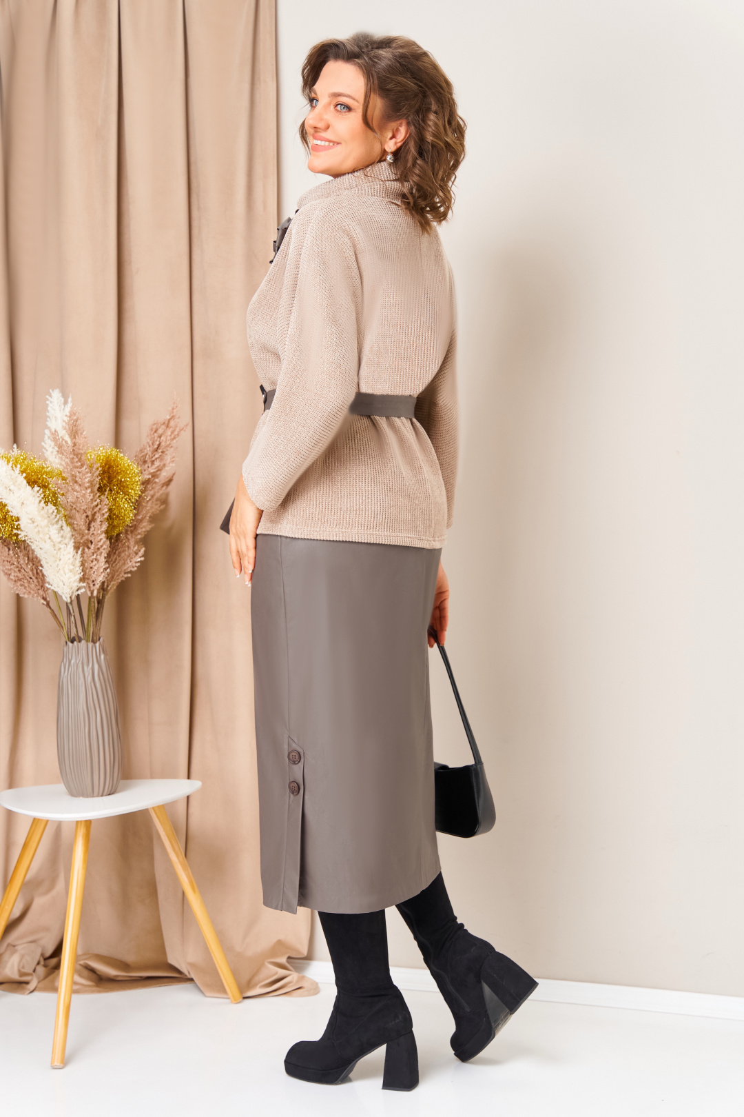 Костюм VOLNA 1447 бежевый капучино - фото 3