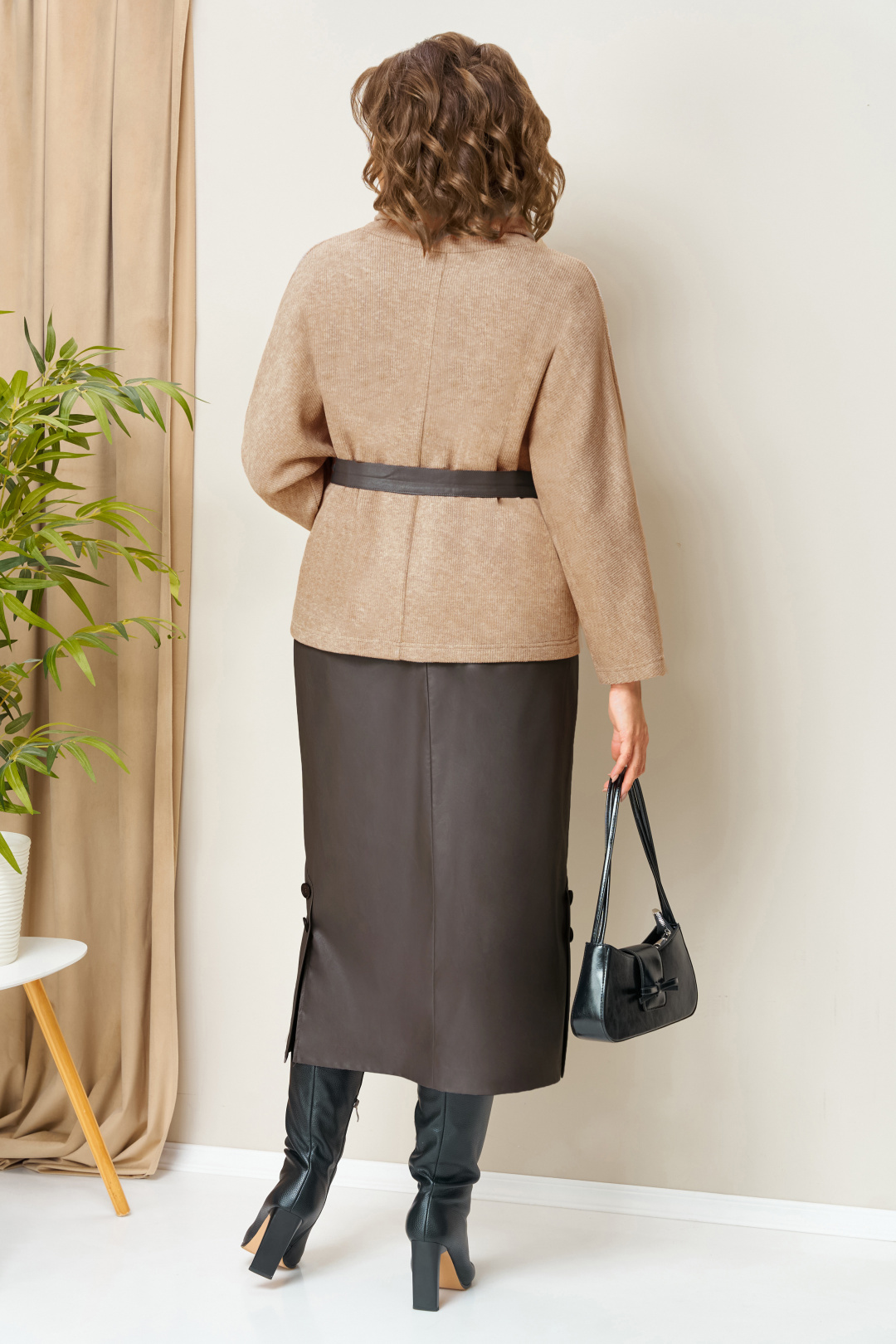 Костюм VOLNA 1447 кэмел + шоколад - фото 2