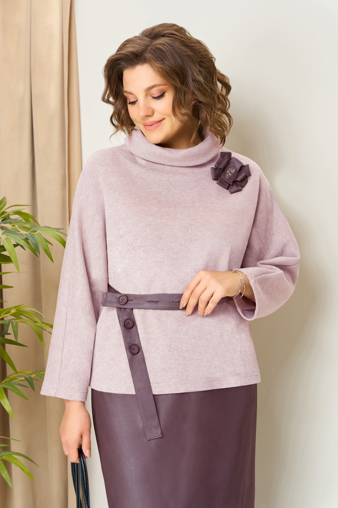 Костюм VOLNA 1447 светло-розовый+ежевика - фото 3