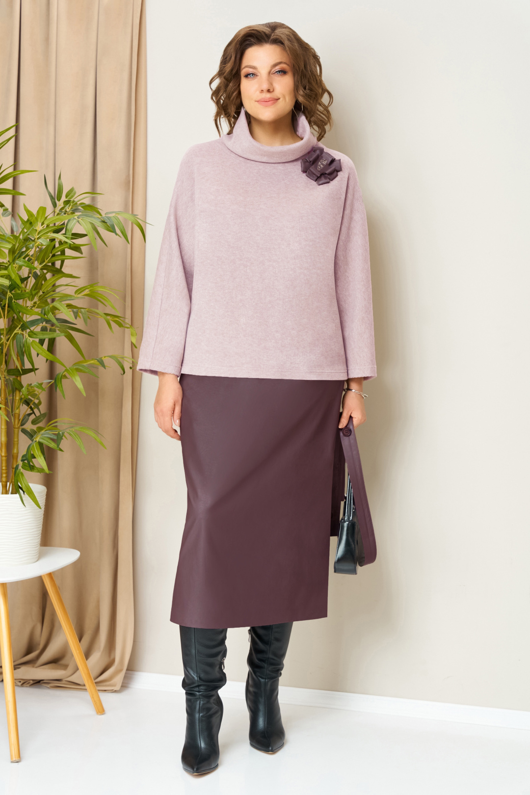 Костюм VOLNA 1447 светло-розовый+ежевика - фото 4