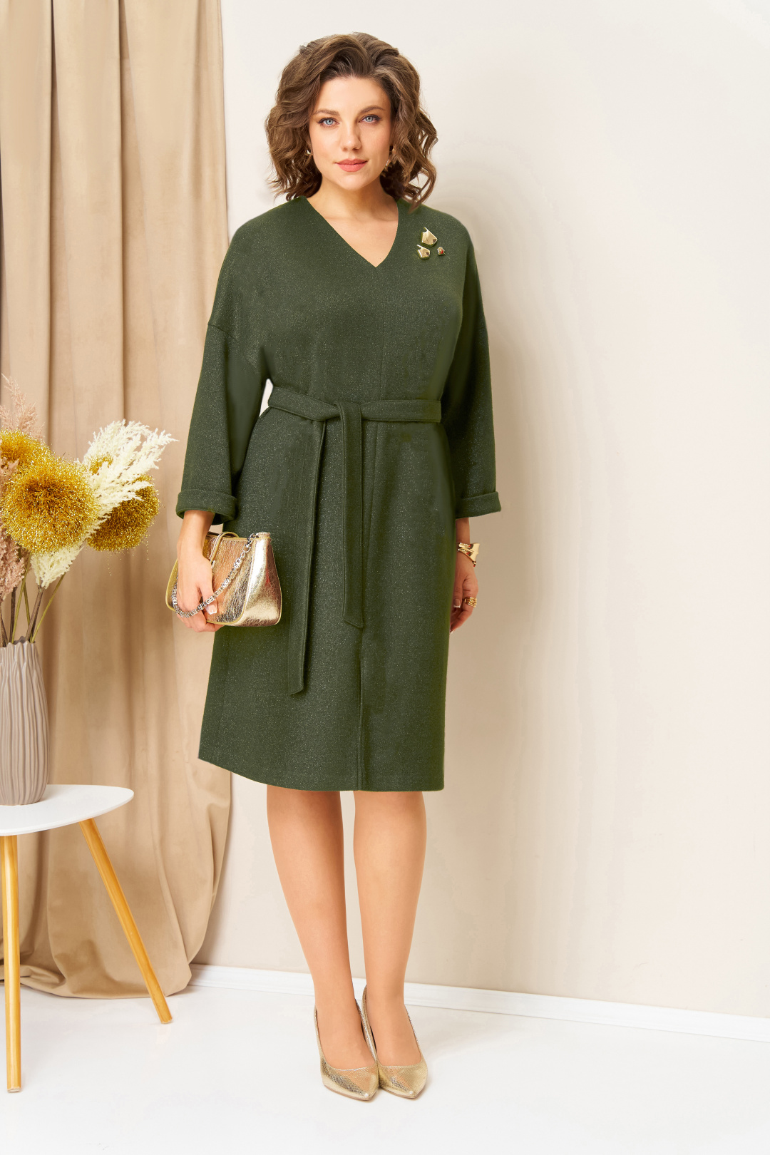 Платье VOLNA 1451 хаки - фото 1