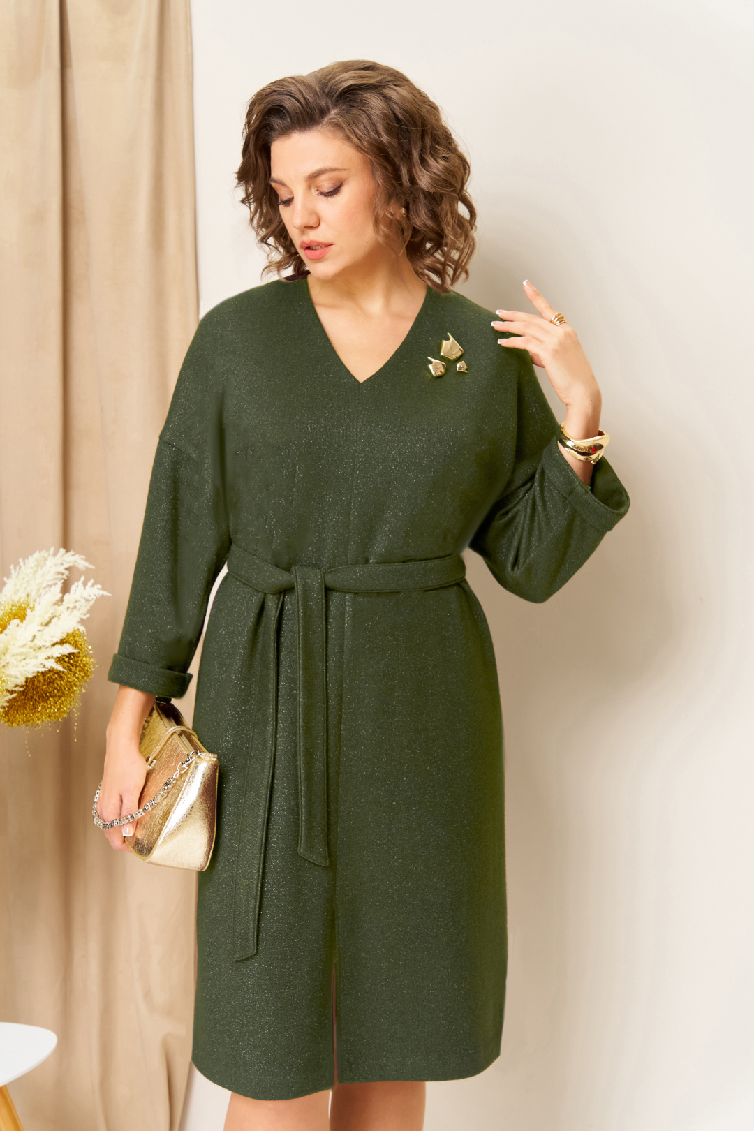 Платье VOLNA 1451 хаки - фото 3