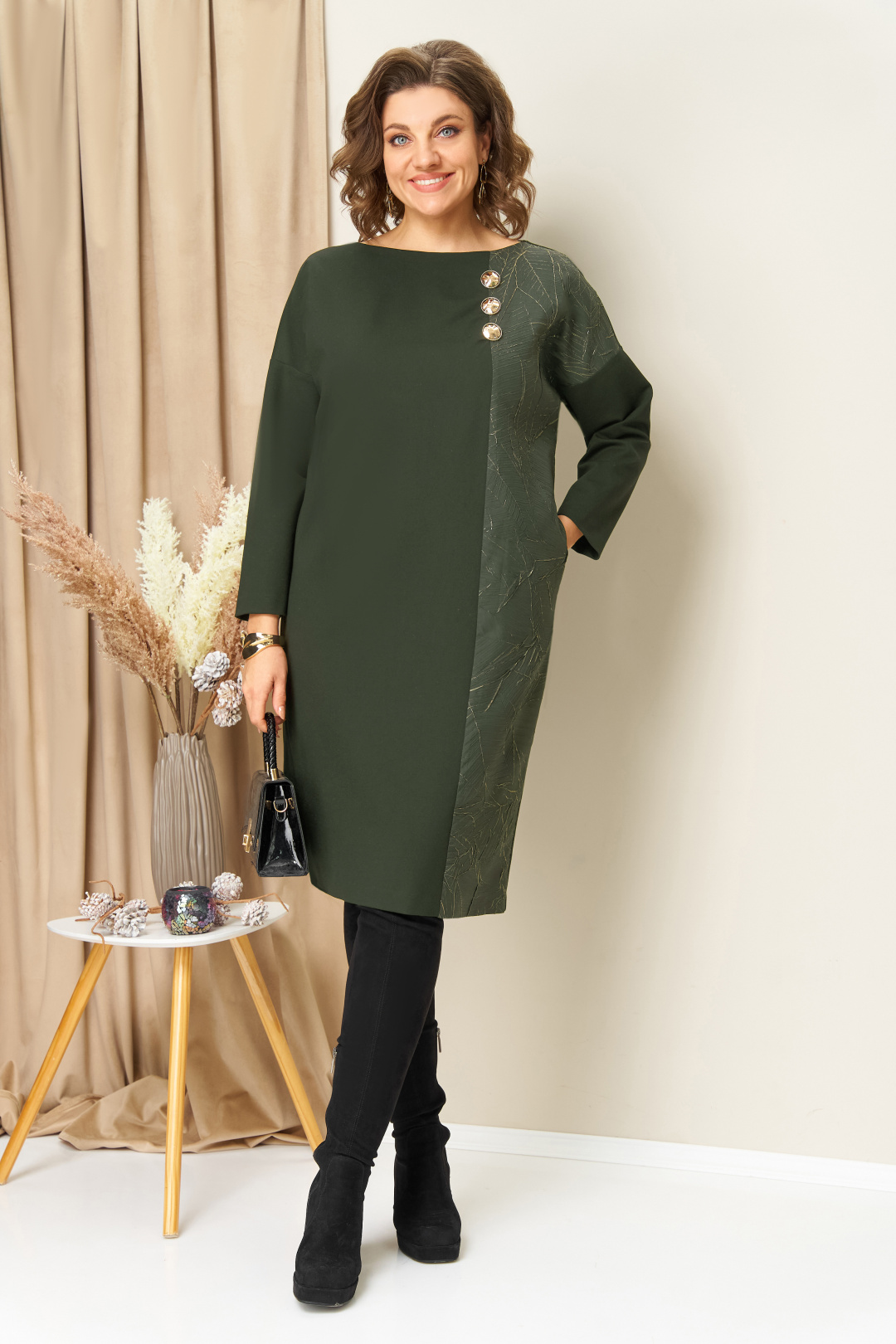 Платье VOLNA 1452 олива