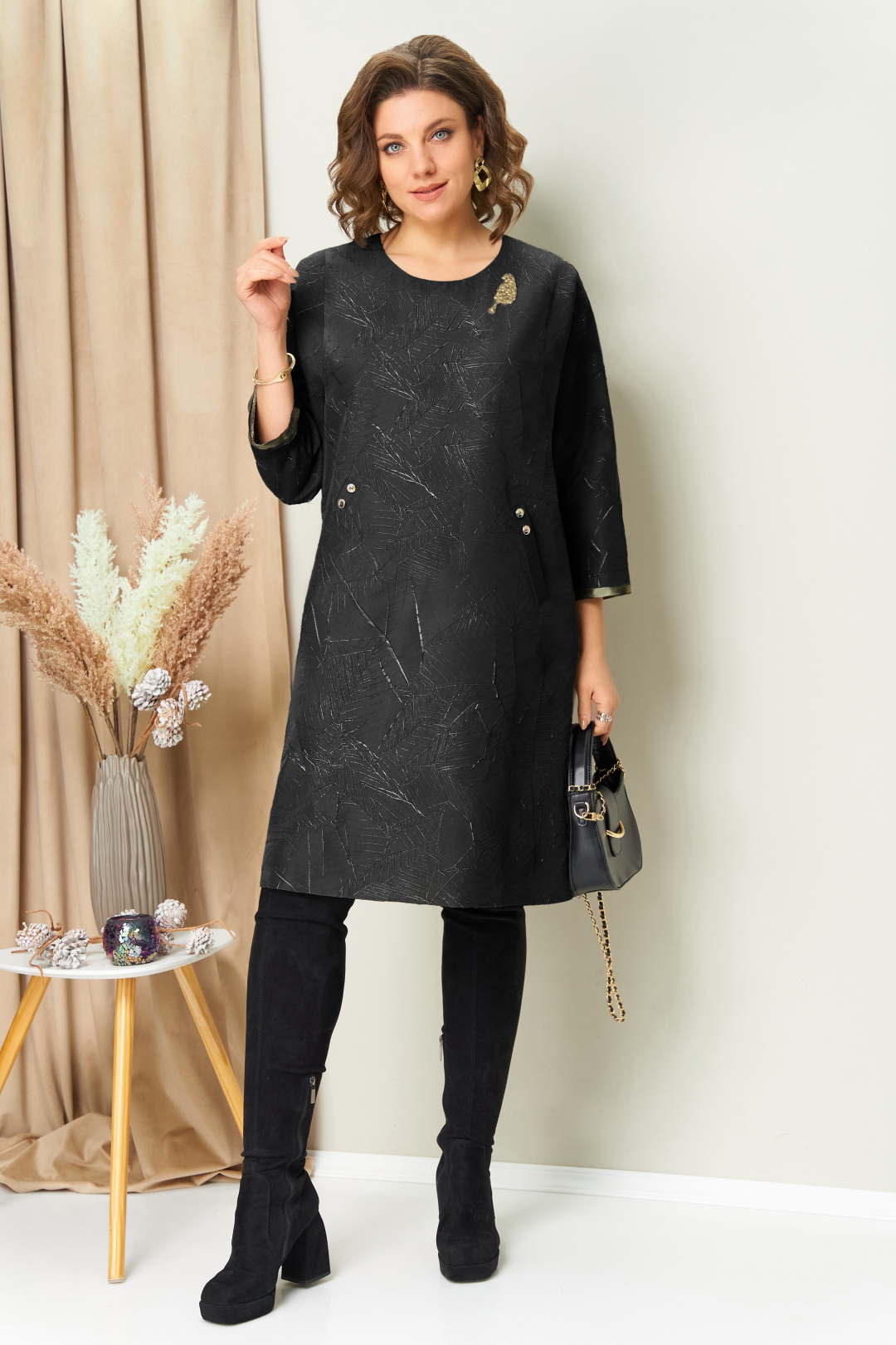 Платье VOLNA 1453 черный - фото 3