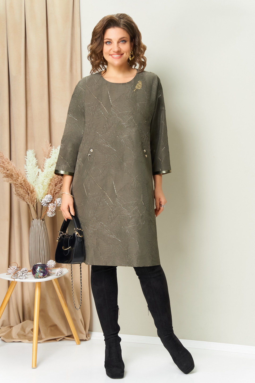 Платье VOLNA 1453 олива