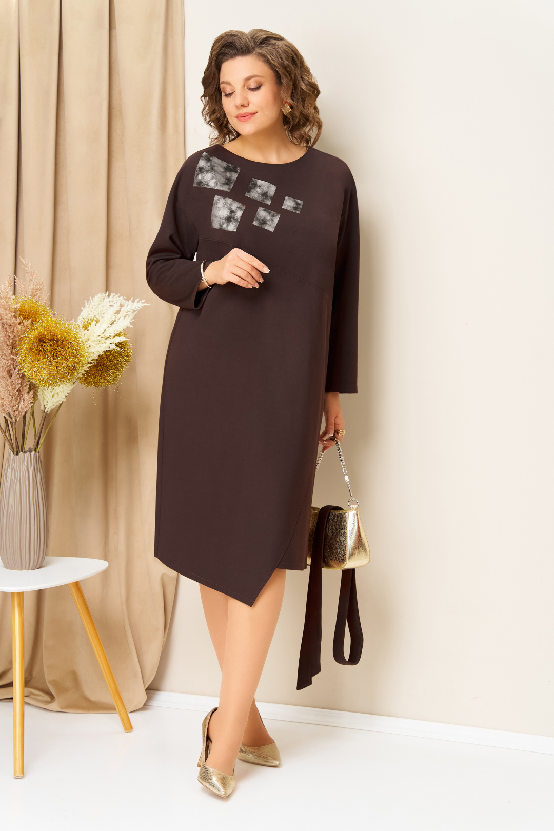 Платье VOLNA 1454 коричневый - фото 4