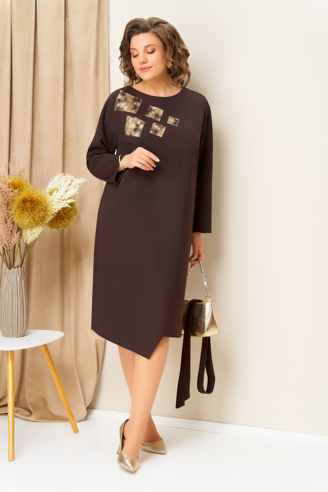 Платье VOLNA 1454 шоколадно-коричневый
