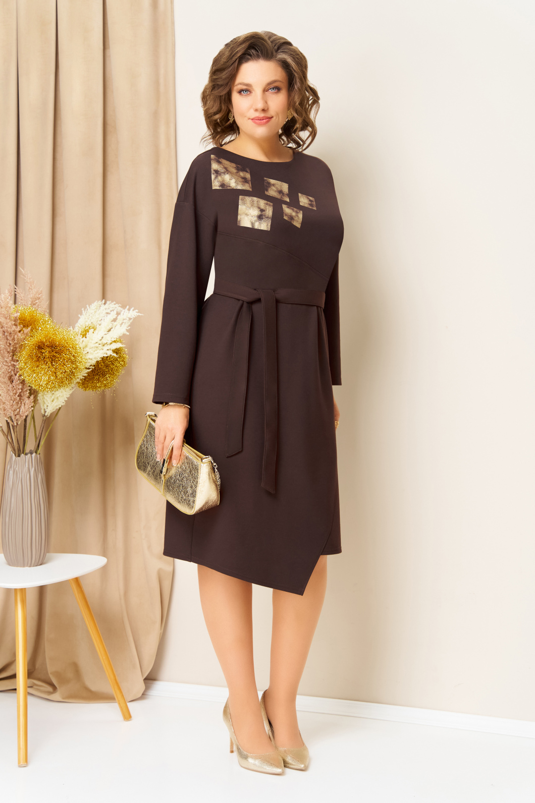 Платье VOLNA 1454 шоколадно-коричневый - фото 4