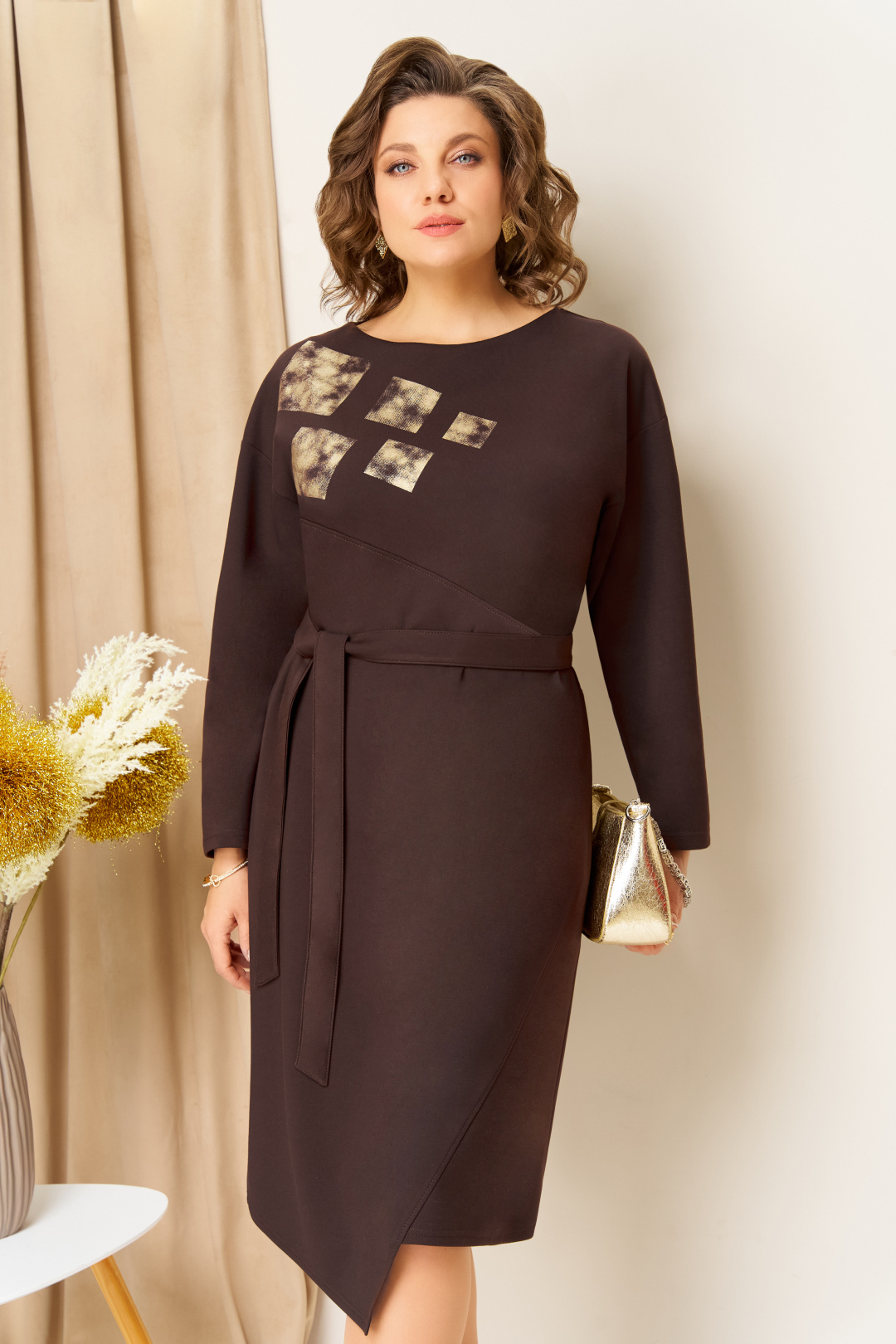 Платье VOLNA 1454 шоколадно-коричневый - фото 6
