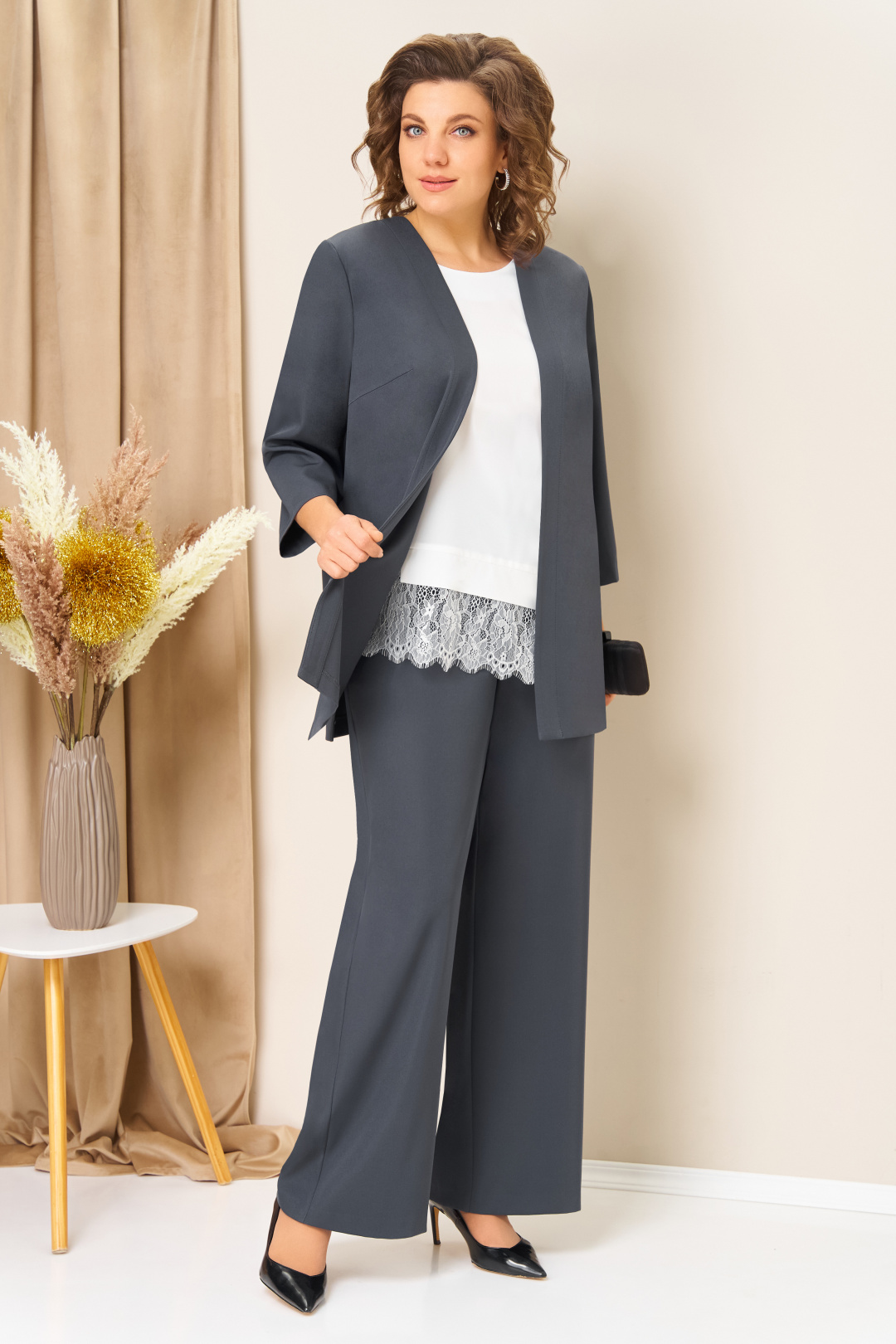Костюм VOLNA 1458 графитно-голубой - фото 1