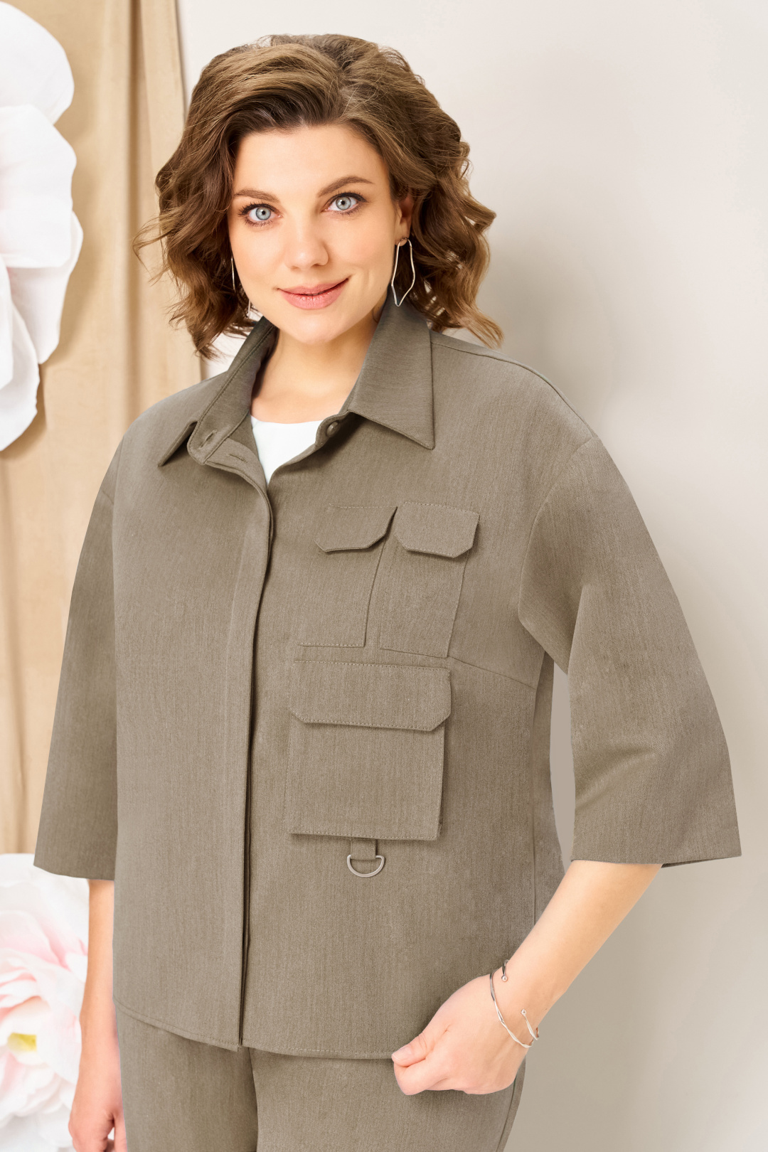 Костюм VOLNA 1463 бежевый - фото 3