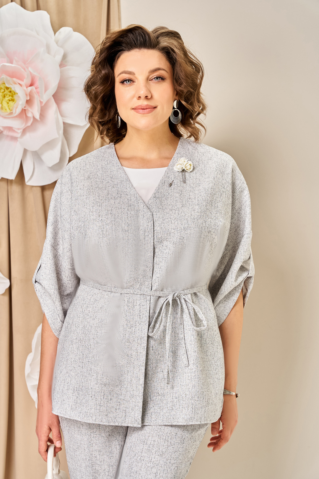 Костюм VOLNA 1468 серо-белый - фото 4