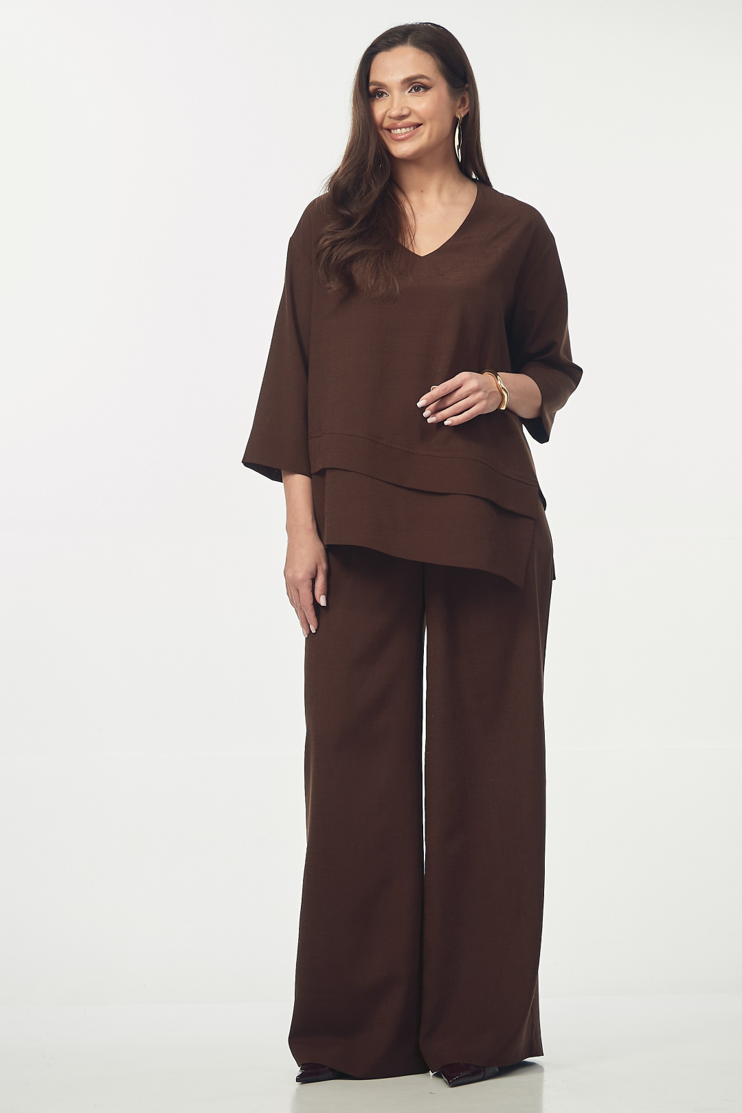 Костюм YOUR SIZE 2273 шоколадно-коричневый - фото 1
