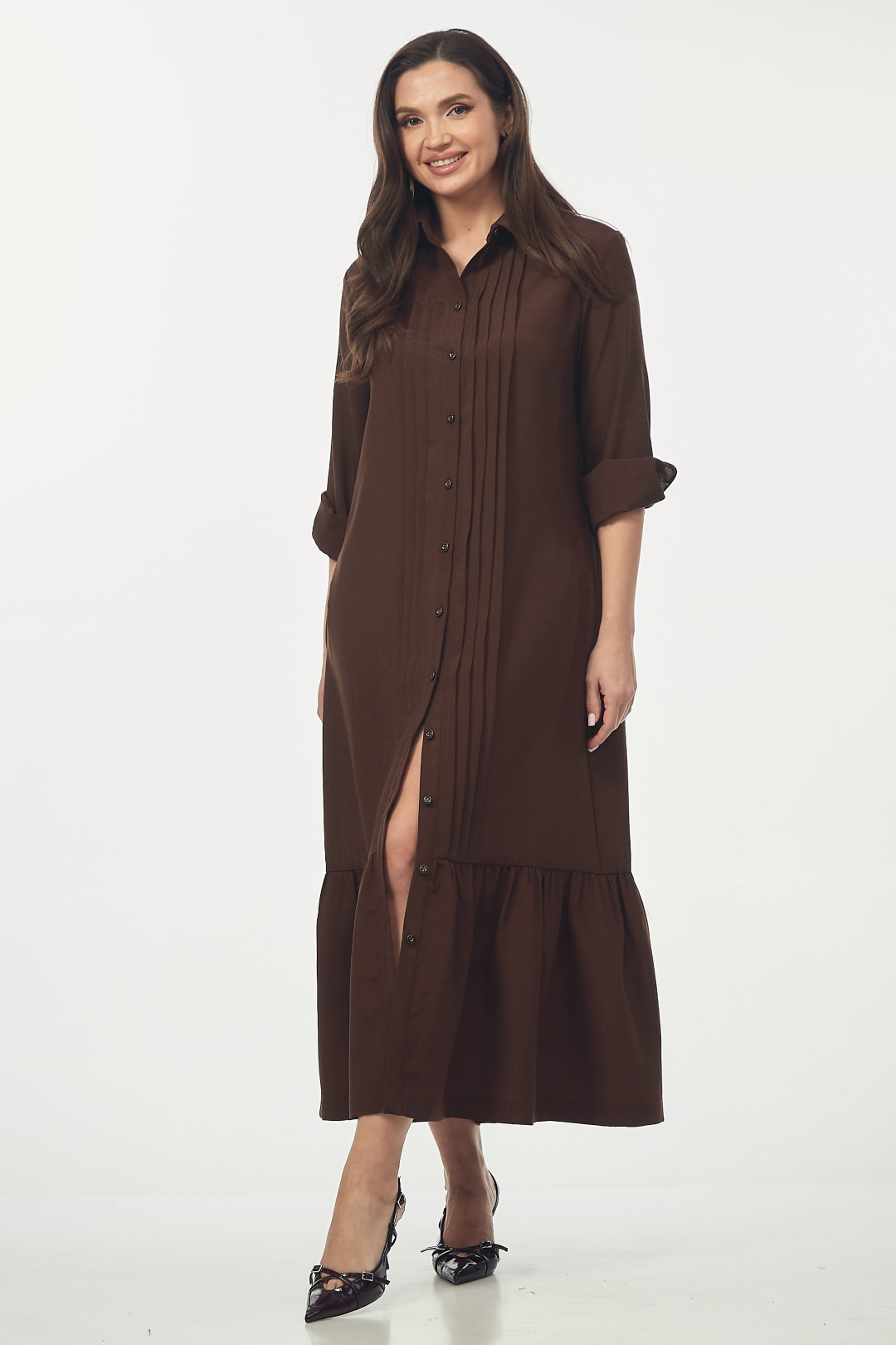 Платье YOUR SIZE 2274 шоколадно-коричневый - фото 6