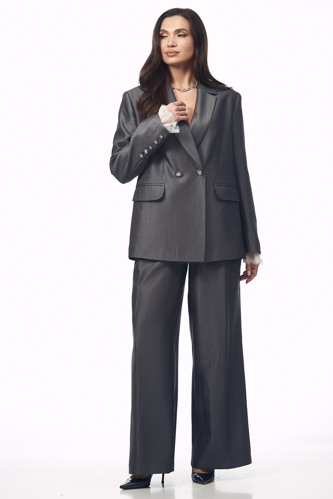 Костюм YOUR SIZE 2276 графитовый - фото 6