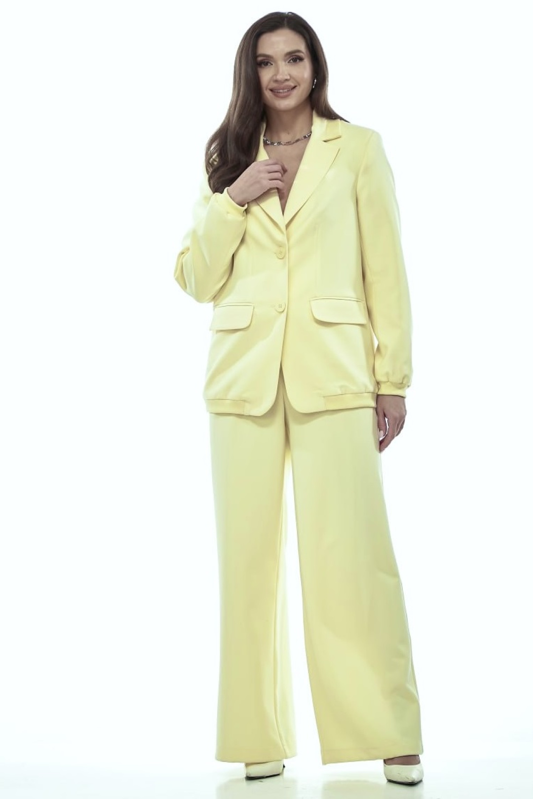 Костюм YOUR SIZE 2278 светло-желтый - фото 1
