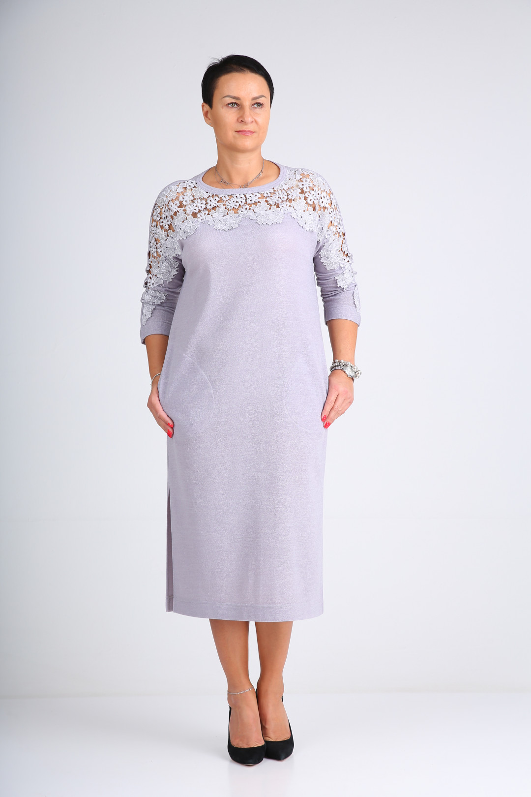 Платье ЗигзагСтиль 408 серый - фото 1