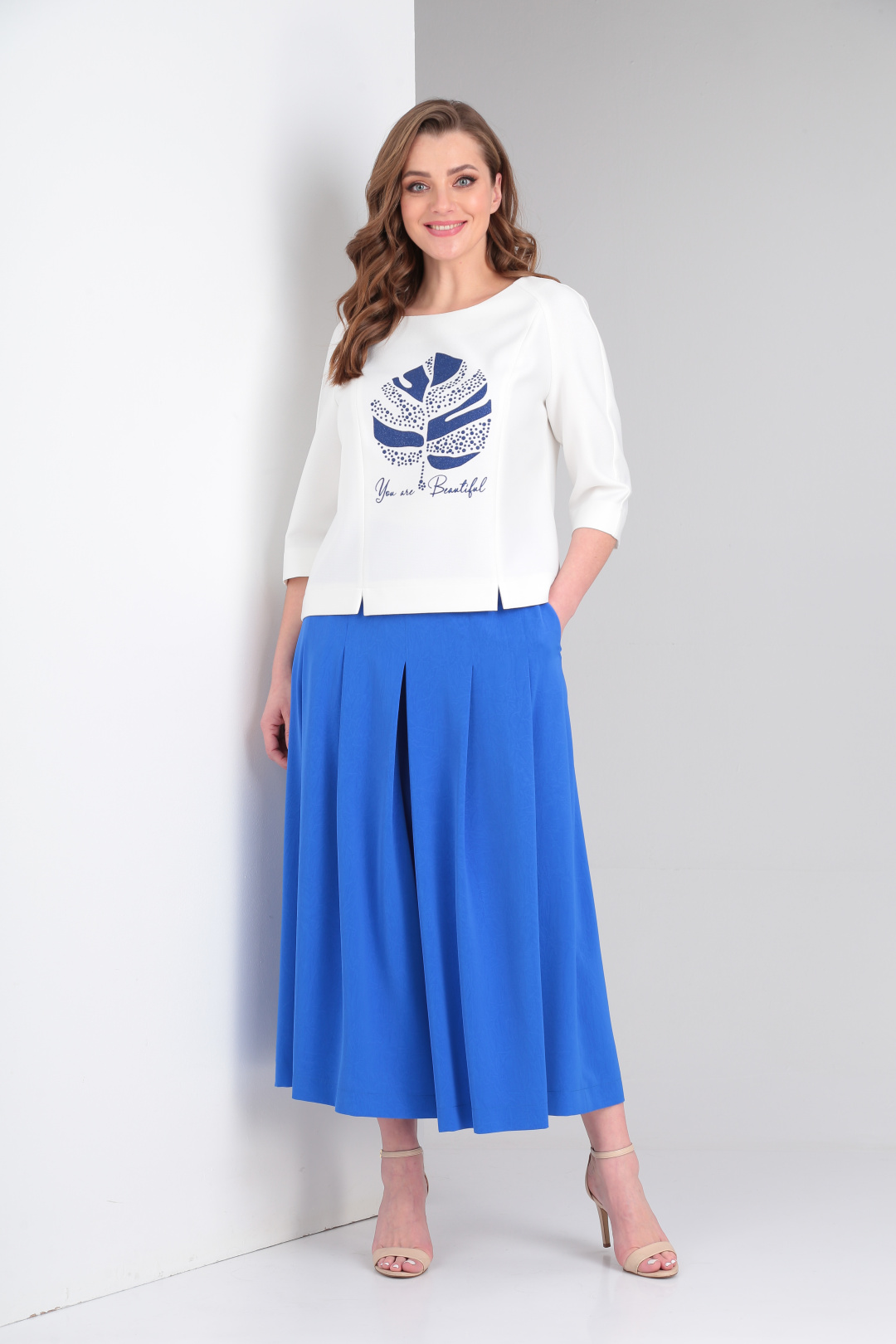 Костюм ЗигзагСтиль 425 молочный и василек - фото 1