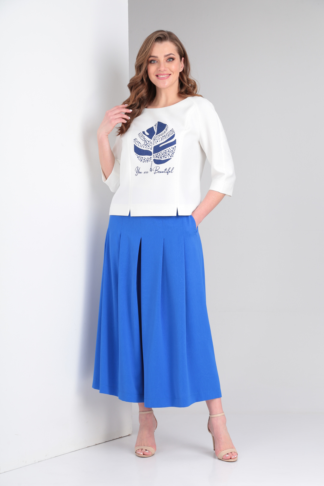 Костюм ЗигзагСтиль 425 молочный и василек - фото 4