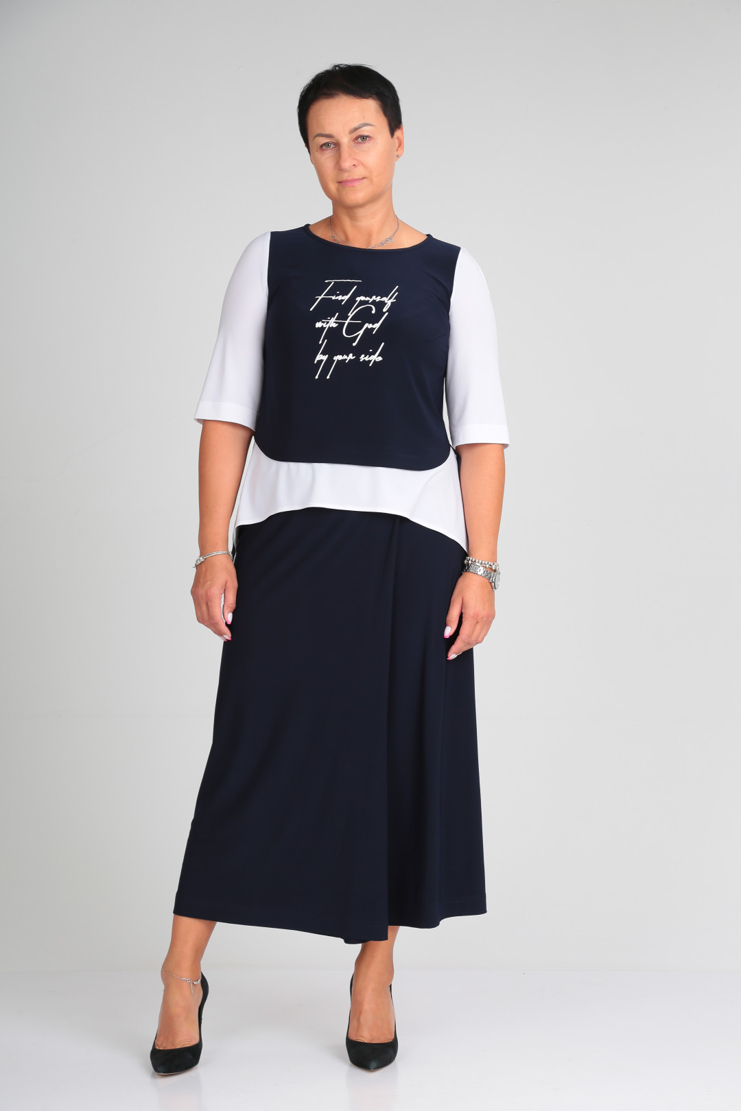 Костюм ЗигзагСтиль 429 синий+белый - фото 1