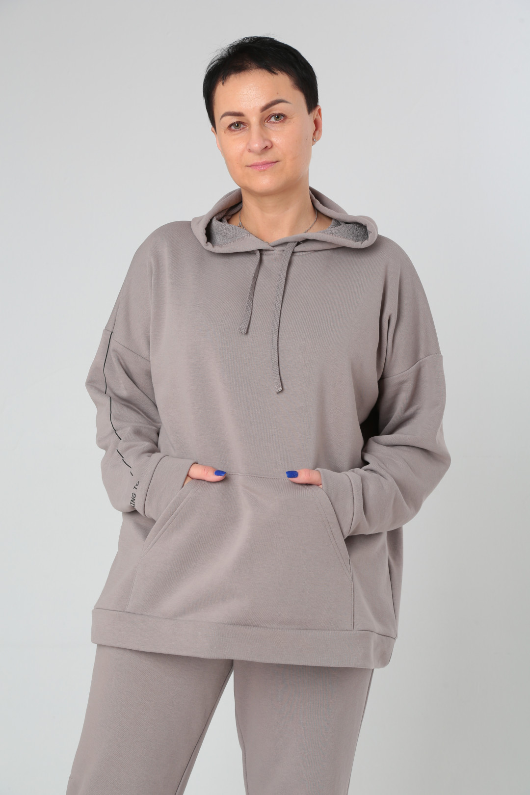 Костюм ЗигзагСтиль 466 бежево-серый - фото 1