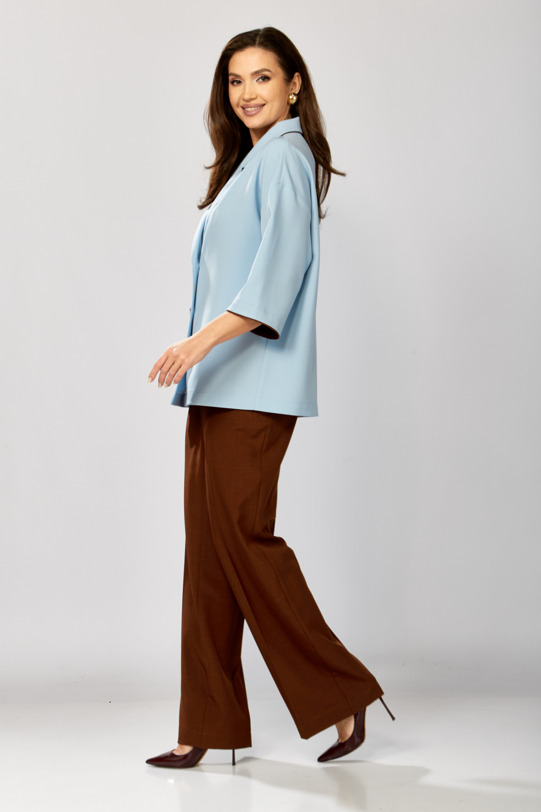 Костюм ЗигзагСтиль 630 голубой + коричневый - фото 4