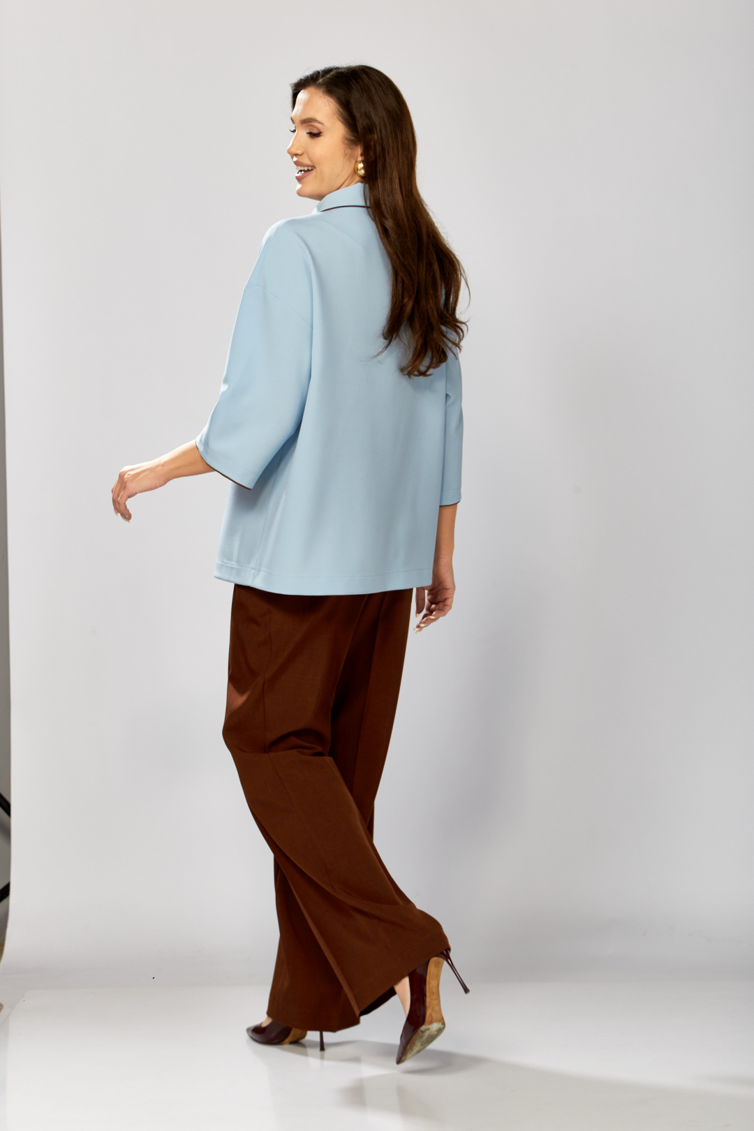 Костюм ЗигзагСтиль 630 голубой + коричневый - фото 6