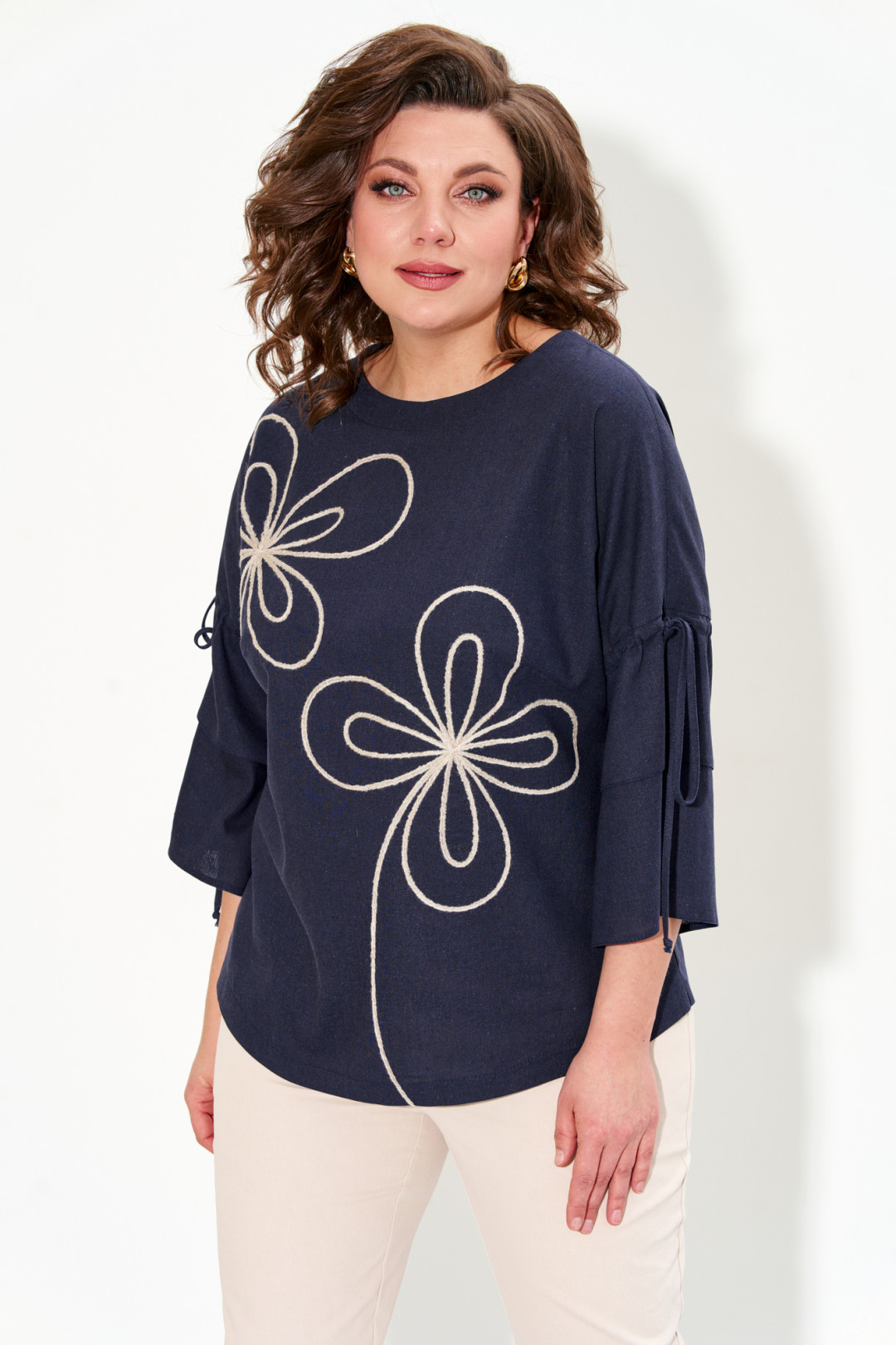 Костюм Ива 1003 сине-бежевый - фото 3