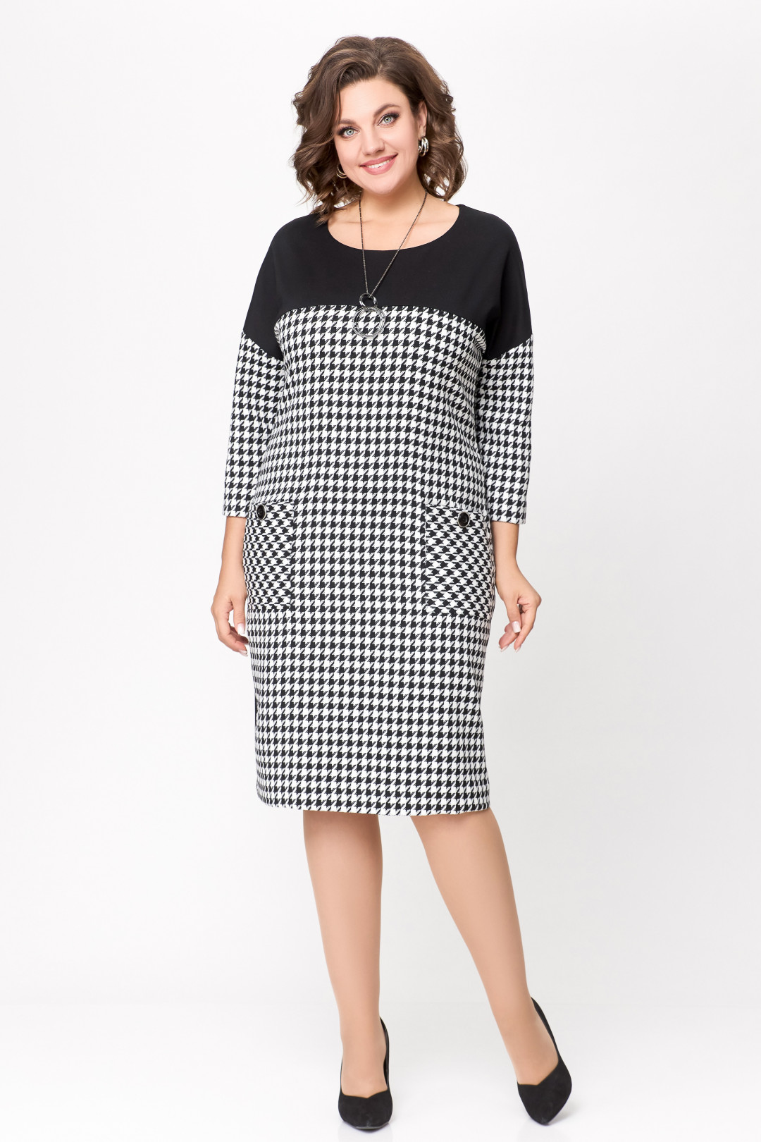 Платье Swallow 691 черно-белая «гусиная лапка» - фото 1