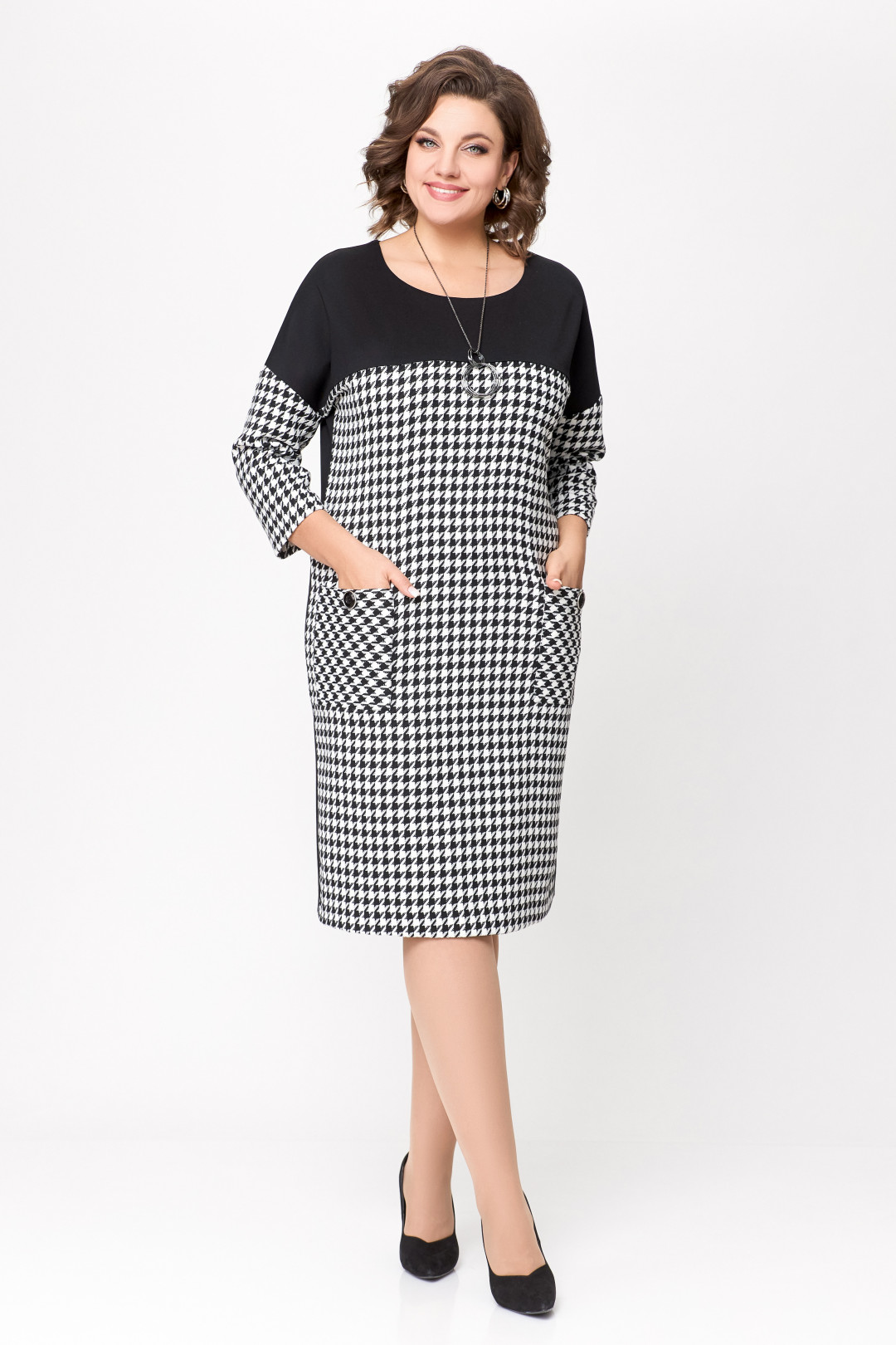 Платье Swallow 691 черно-белая «гусиная лапка» - фото 3