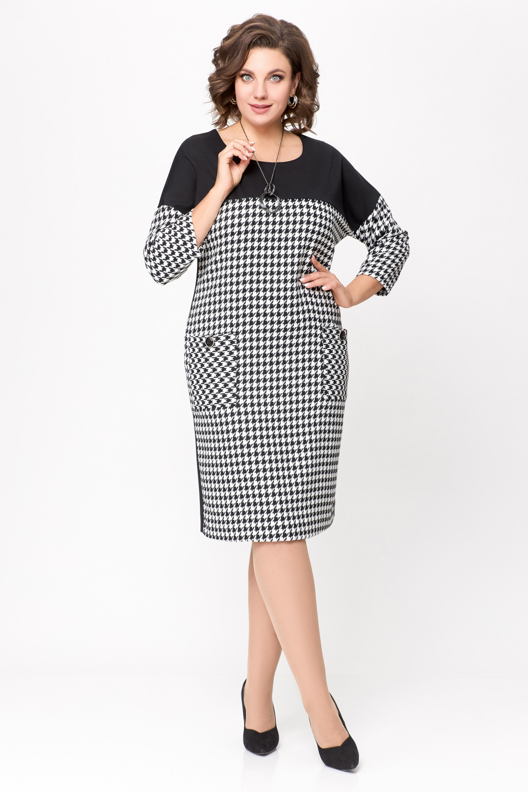 Платье Swallow 691 черно-белая «гусиная лапка» - фото 4