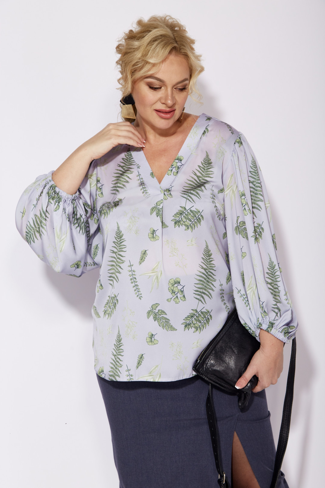 Костюм Anastasia 1049 принт листья/графит - фото 5