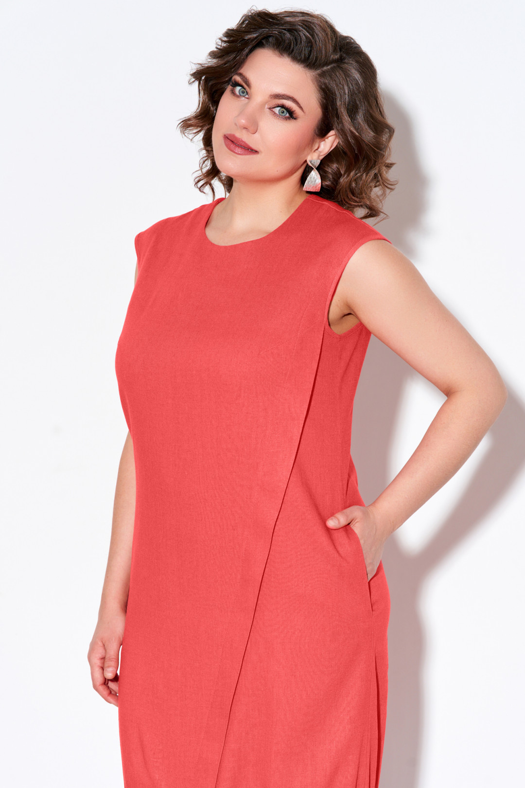 Платье Ива 1296 коралловый - фото 1