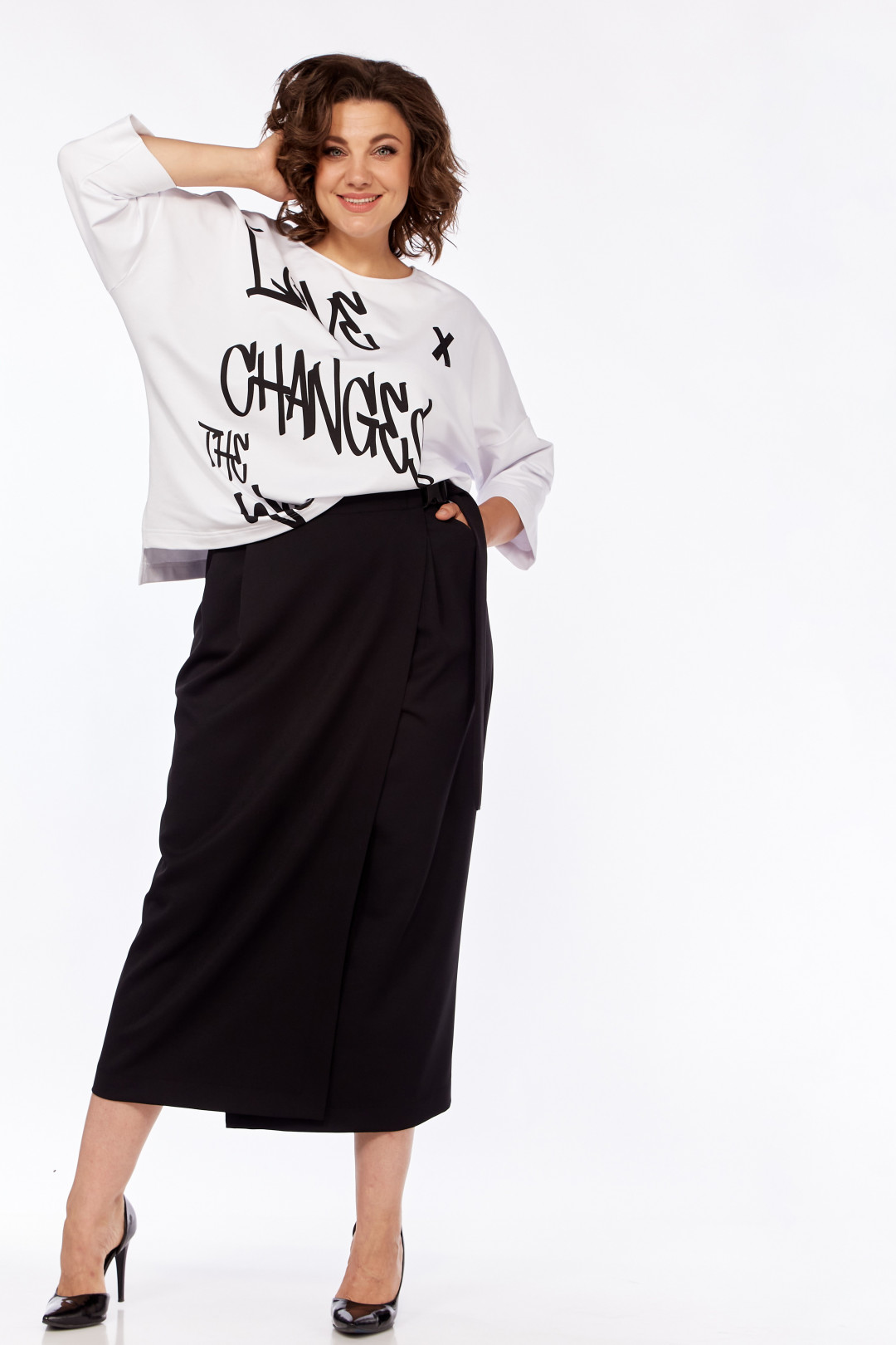 Костюм Мишель Шик 1348 белый, черный - фото 1