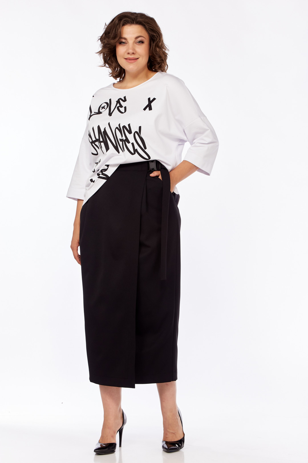 Костюм Мишель Шик 1348 белый, черный - фото 2