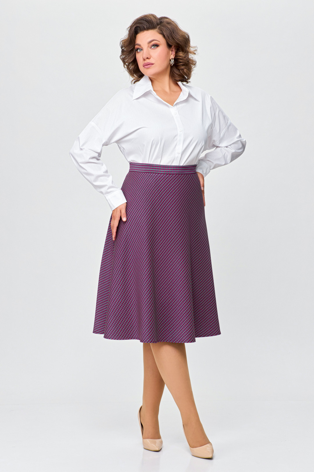 Юбка Swallow 685.1 зелено-бордовая лапка - фото 4