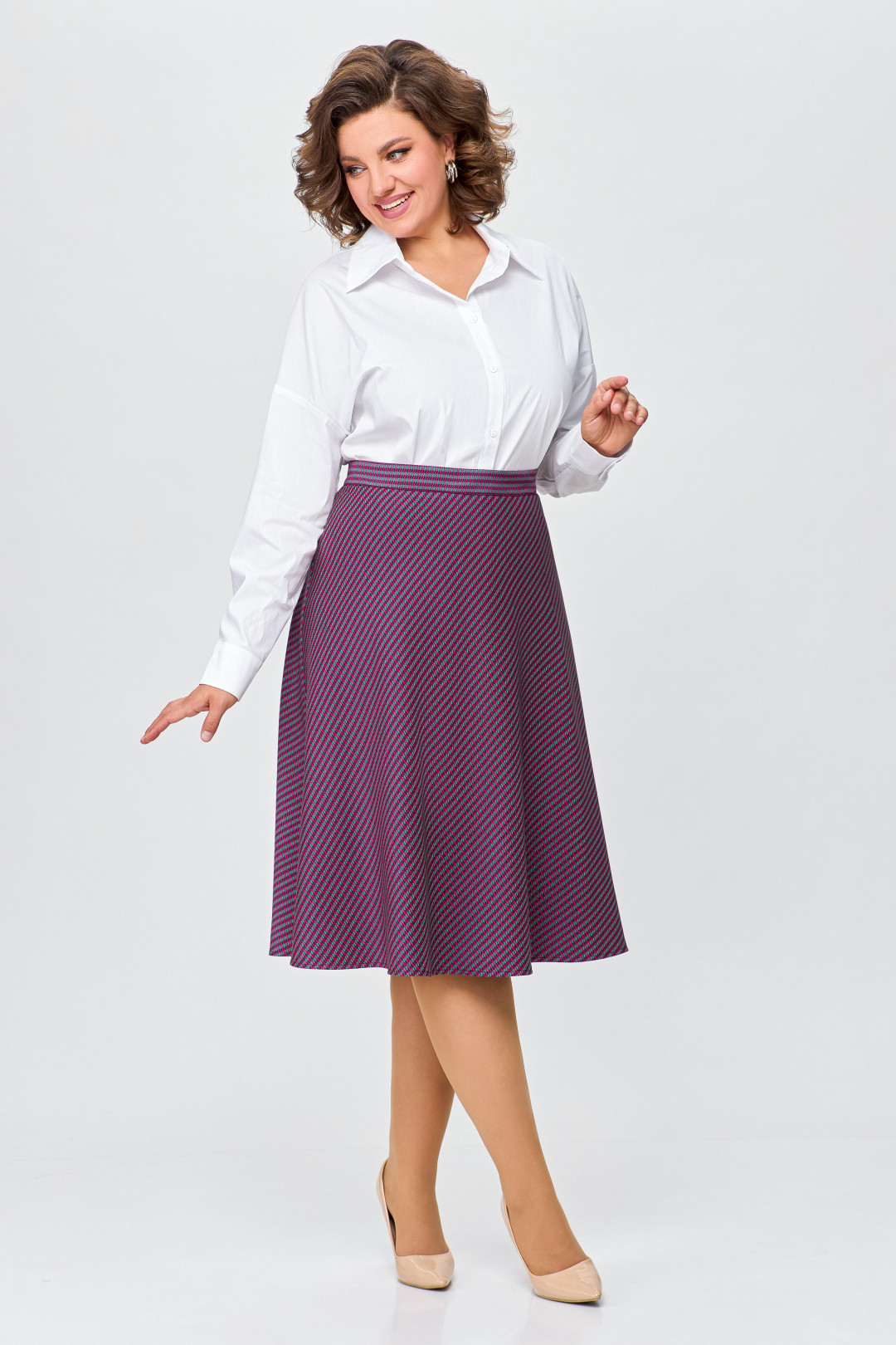 Юбка Swallow 685.1 зелено-бордовая лапка - фото 2