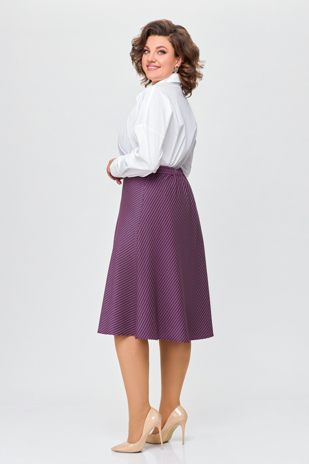 Юбка Swallow 685.1 зелено-бордовая лапка - фото 3