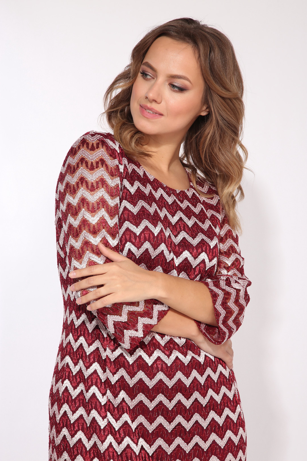 Платье ТАиЕР 819 бордовый зигзаг - фото 4