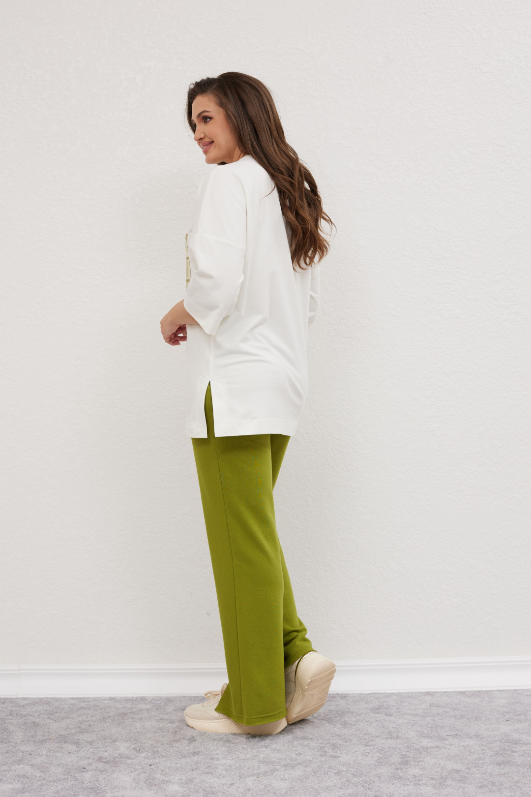 Костюм MisLana С896 белый + зеленый - фото 2