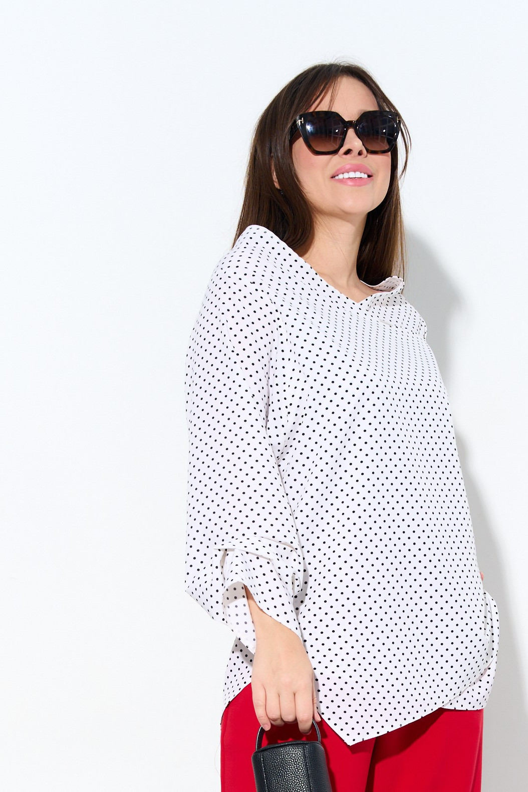 Блузка Anastasia 959 белый в горох - фото 2