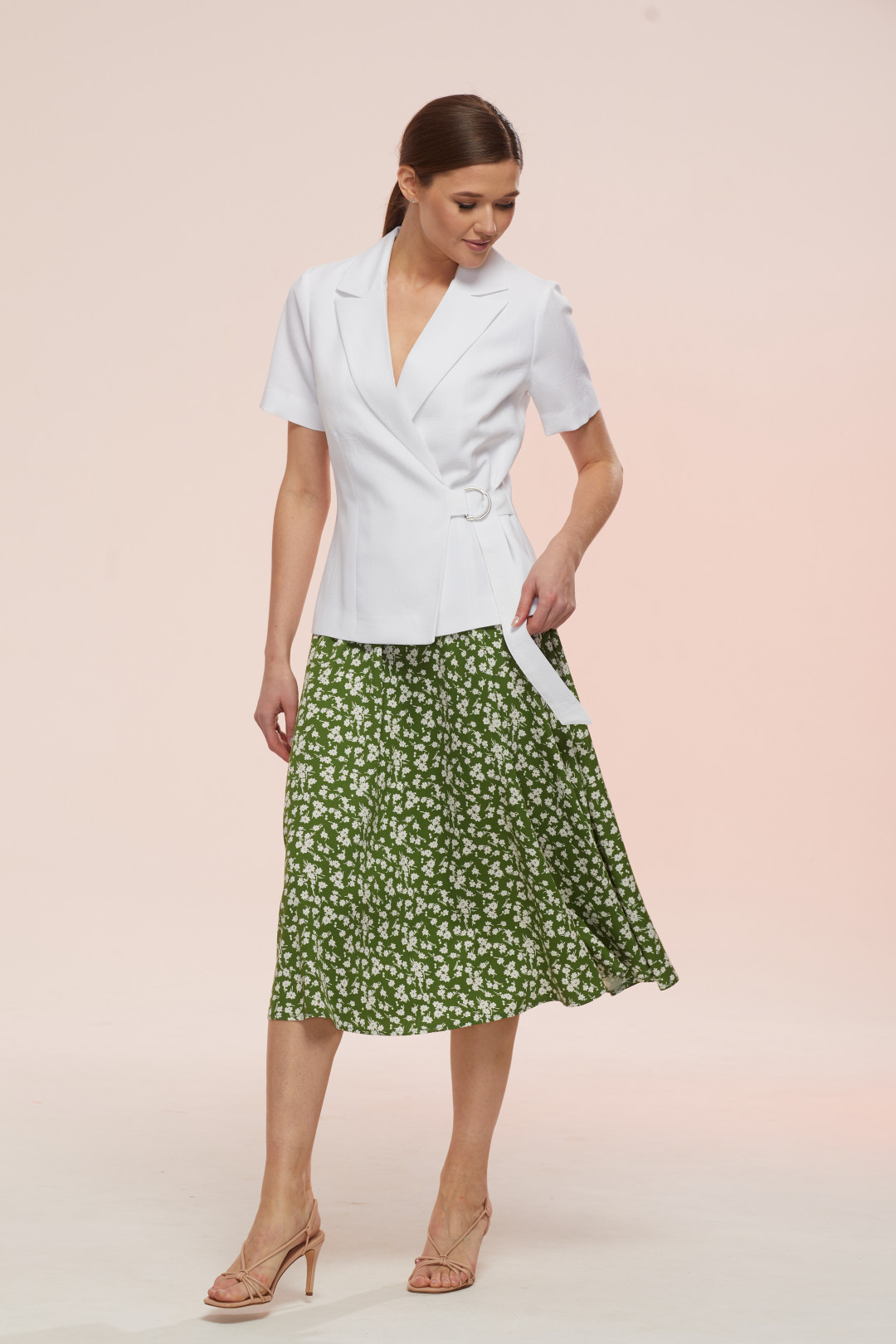 Костюм Lars Style 762 Белый, бело-зеленый принт - фото 1